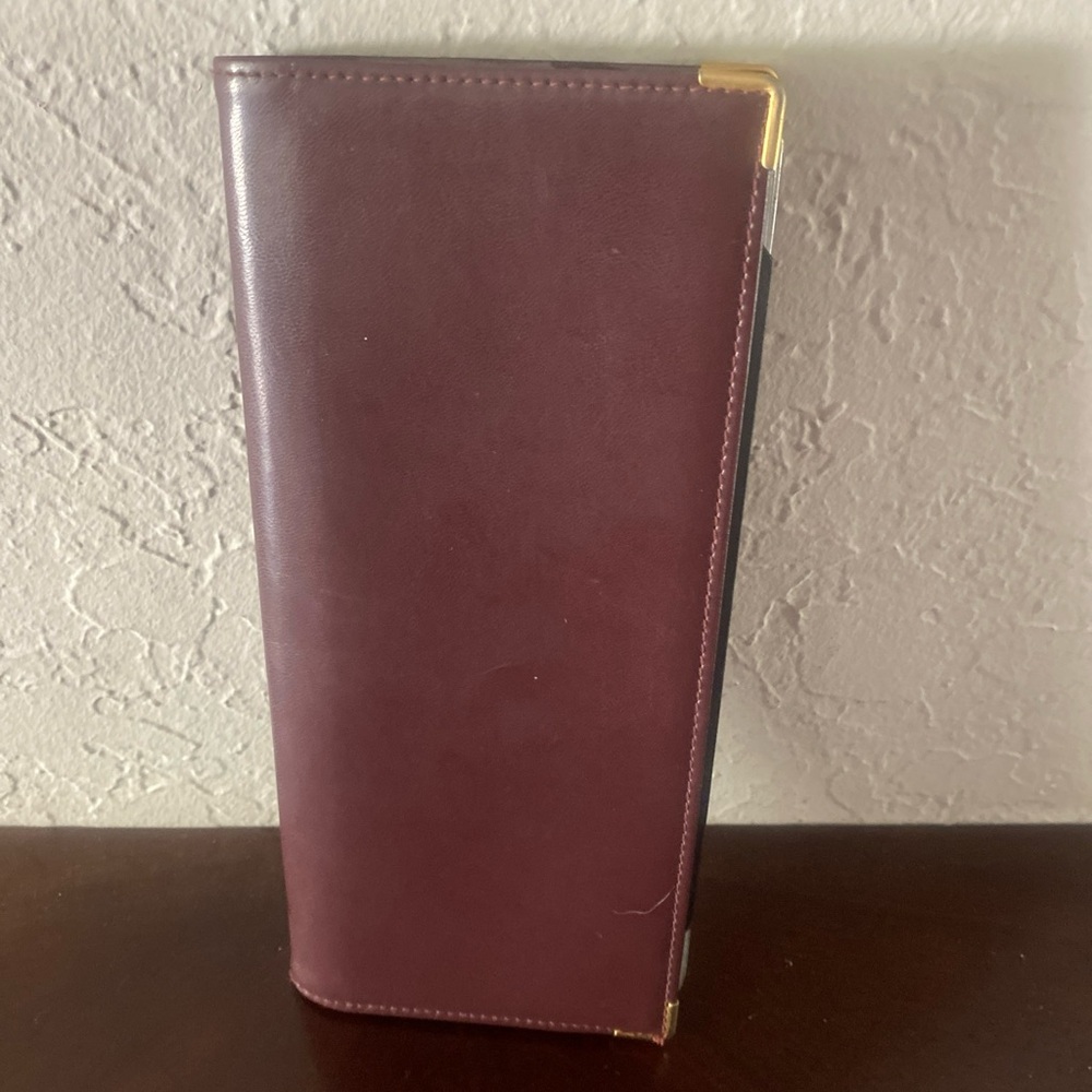 Vintage 90’s Business Card Wallet Folio 88 Cards Brown Faux Leather 10” L x 4 ”W